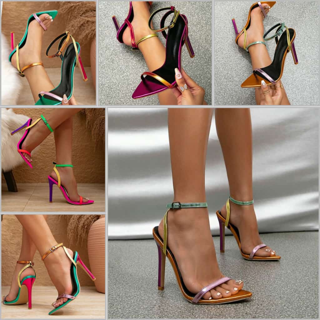 Ankle strap pointed heels